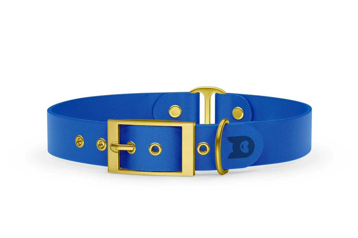 Guinzaglio Duo per Cani: Blu & Blu con componenti in Oro