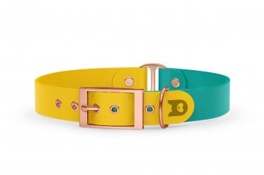 Guinzaglio Duo per Cani: Giallo & Verde pastello con componenti in Oro rosa